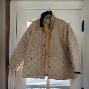 L.L. Bean Quilted Barn Jacket Women’s Corduroy Collar Tan Thermore Lined